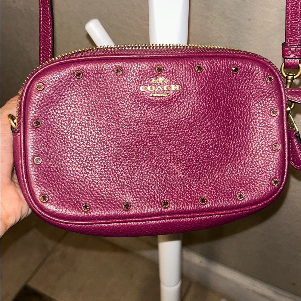 Coach Wine Red Studded Crossbody Bag